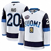 Men's Finland #20 Sebastian Aho White 2025 4 Nations Face-Off Premium Stitched Jersey Dzhi,baseball caps,new era cap wholesale,wholesale hats